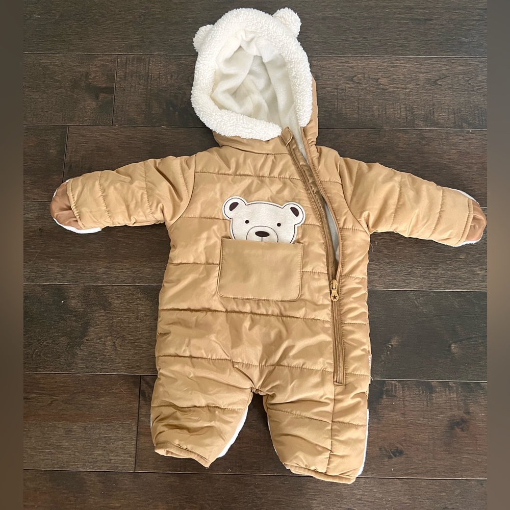 Wippette 3D Cute Bear Applique Quilted Pram  Snowsuit